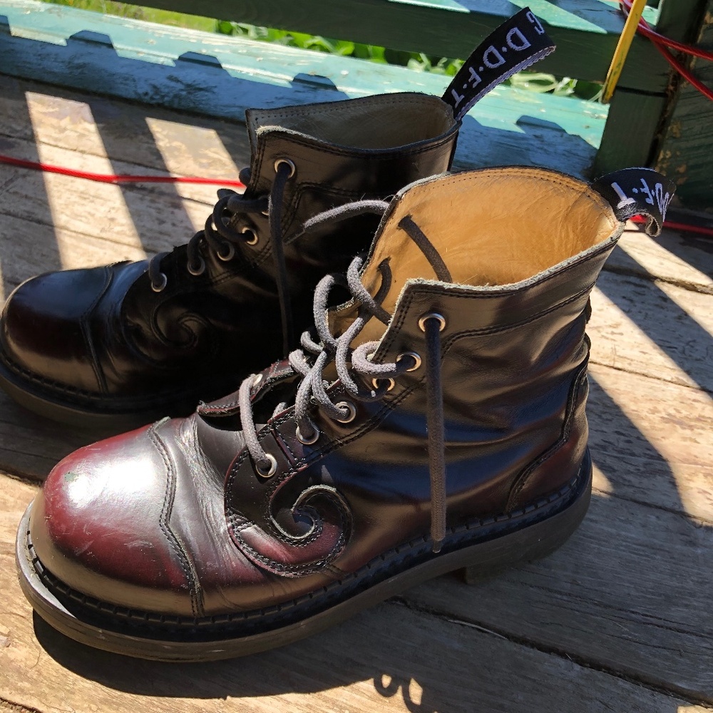 John Fluevog Derby Swirls in Dark Red